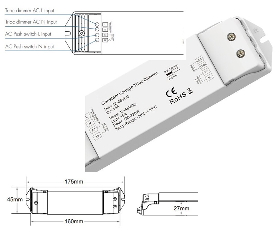 (image for) 15A PWM 24V DC dimmer switch 36V DC dimmer 48V DC dimmer switch - Click Image to Close