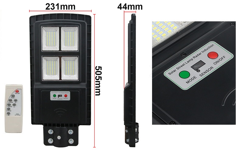 (image for) 10 ea IP65 Solar led street light for Outdoor remote radar control, 60W Garden LED lamp with integrated solar panel and lithium battery and radar sensor. easy installation