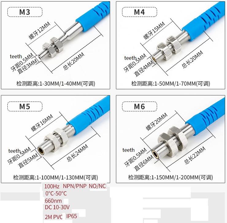 (image for) M3 M4 M5 M6 M8 Laser Sensor Visible Light Sensor Micro Diffuse Reflectance Photoelectric Switch With Visible Red Laser For Precise Object Detection