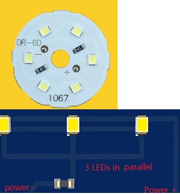 (image for) 6W LED light PCB board using 9V High Volt 2835 SMD Chip to parallel LEDs directly Avoid whole light does not work