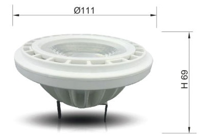 AR111 led light bulb replacement, G53 base, 17 watt, DC 12V