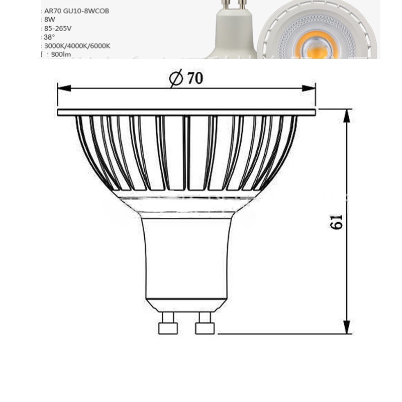 AR70 LED Spotlight Bulb GU22 led bulb E14 E27 GU5.3 GU10 B22