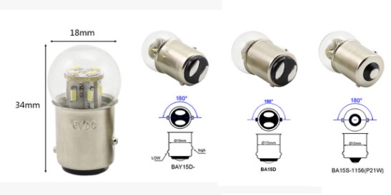 (image for) BA15S BAY/BA15D indicator LED 6V 12V 24V 36V 48V 60V 110V 220V - Click Image to Close