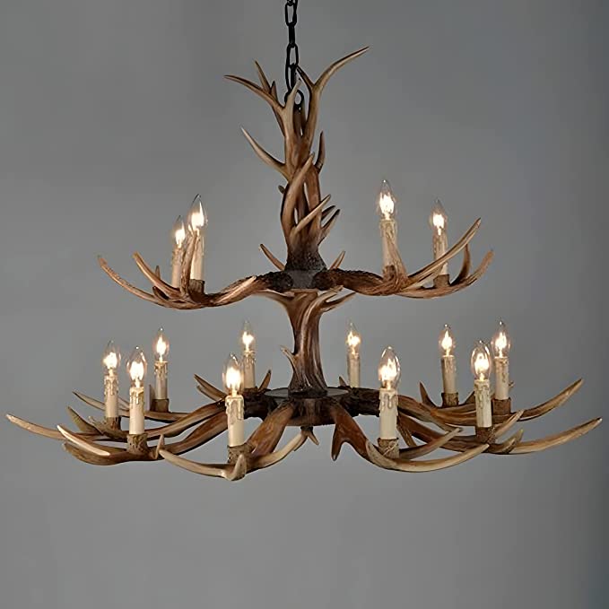 Home Accents Brown Antlers Chandelier Dining Room Light Fixture - Click Image to Close