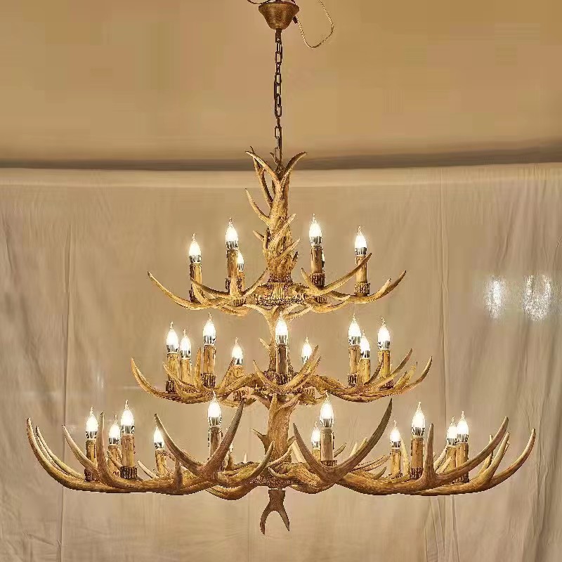 (image for) Home Accents Brown Antlers Chandelier Hotel lobby Light Fixture - Click Image to Close