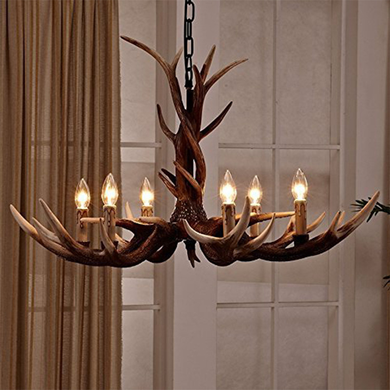 (image for) Home Accents Holiday Brown Antlers Chandelier Dining Room lamp - Click Image to Close