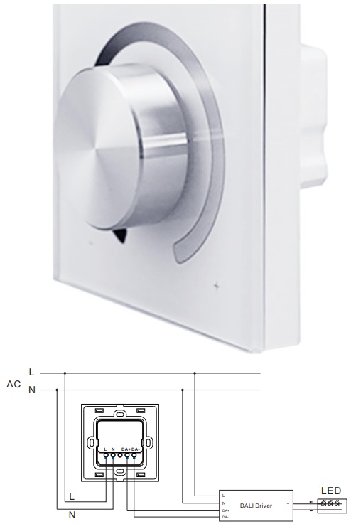 (image for) Single address / broadcast DALI Rotary dimmer with DALI BUS POWER SUPPLY DALI signal lighting Dimmer switch for simple DALI compatible light fittings