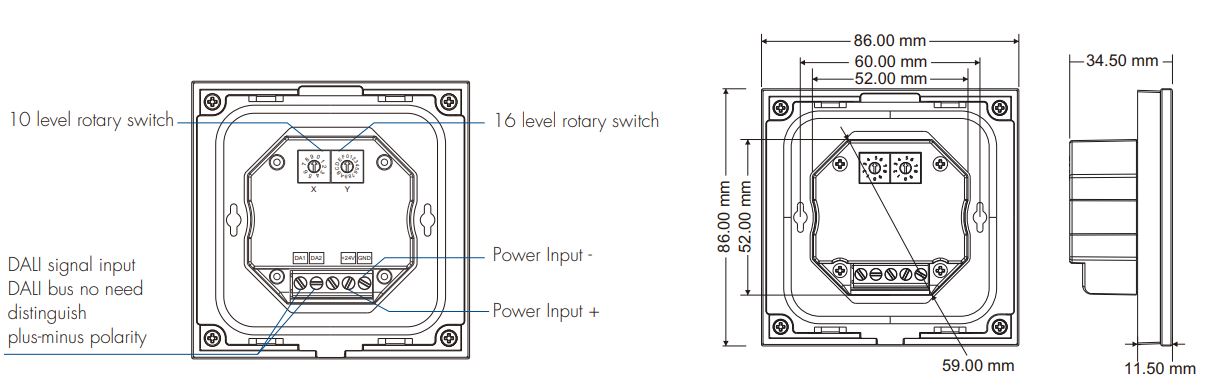 (image for) RF Wall LED Touch Panel Master Controller for dali compatible light fittings, dali light system