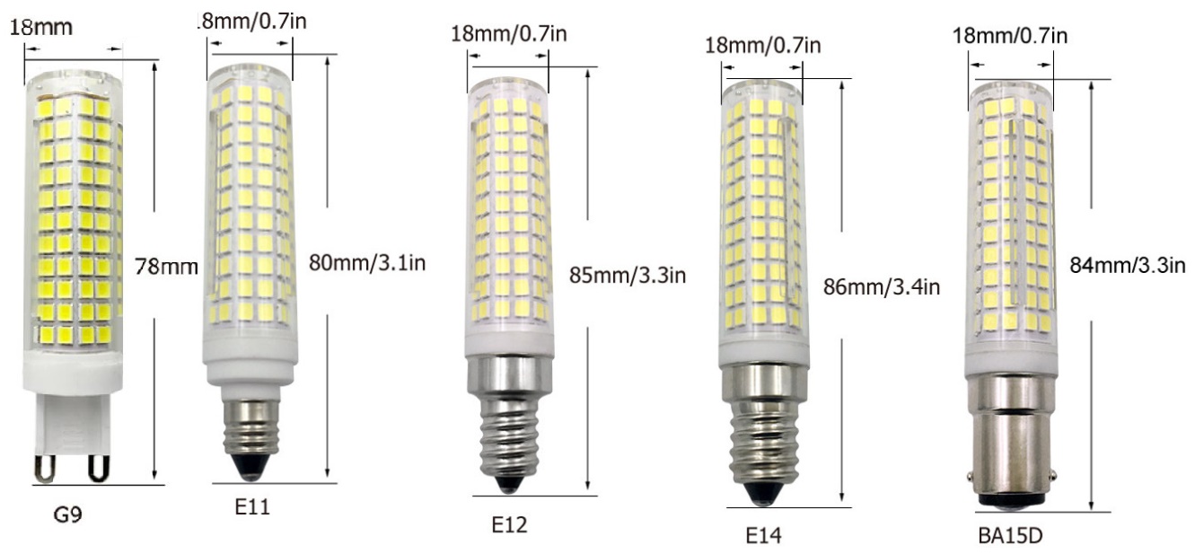 15W Ceramic triac dimmable LED bulb G9 E11 E12 E14 E17 BA15D