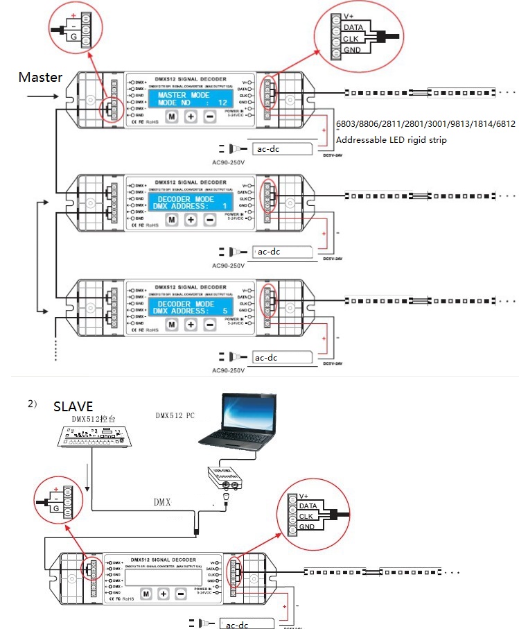 (image for) DMX512 Signal Decoder DMX512 convert to SPI LCD display - Click Image to Close