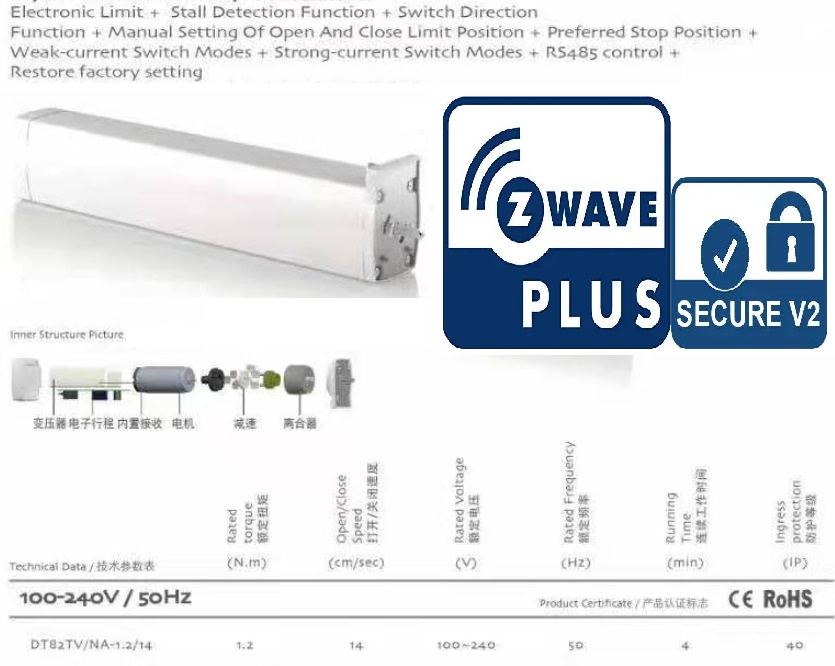 (image for) Homekit curtain motor, Low-noise Curtain AC Motor DT82TV / F-1.2 / 14 operate the curtain by remote, APP, or with hands