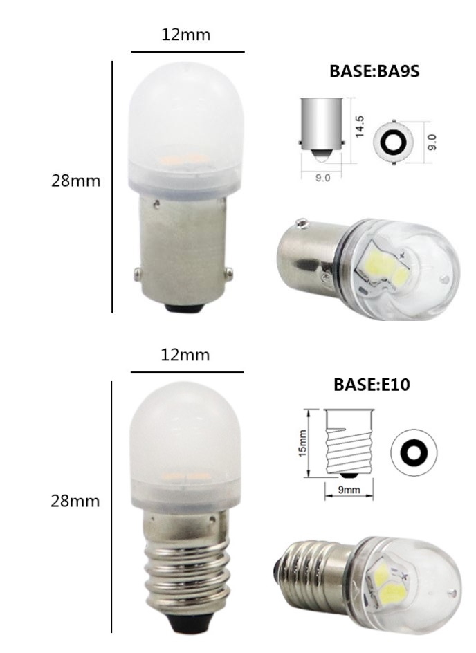 (image for) BA9S E10 MINIATURE Torches LED 0.5W 6V 12V 24V 28V 36V 48V 60V