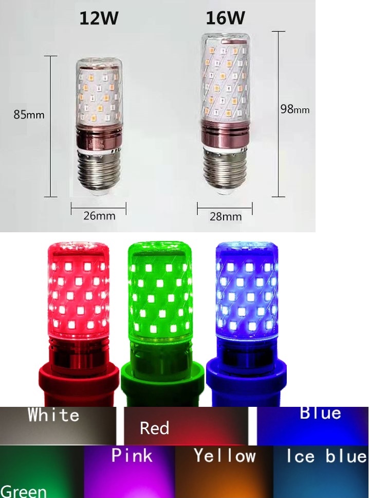 (image for) 16W colorful led bulb, E14 E27 base led colorful bulb for Many club and bar Disco Light, LED Colorful Party Light, Holiday Nightclub Accent lighting - Click Image to Close