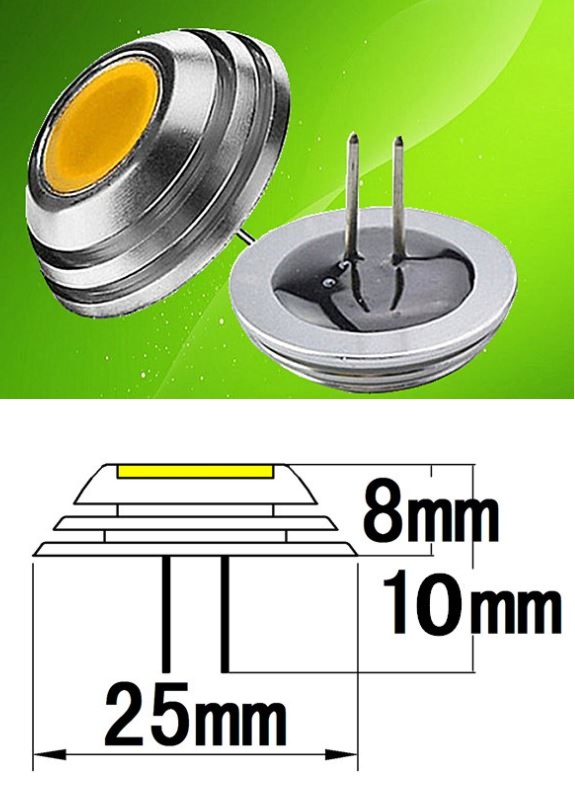(image for) G4 back pin led, 2w, DC12V Red, Green, blue, yellow, white, back pin g4 led replacement, Back mount with bi-pin G4 LED bulbs are used in various light fittings