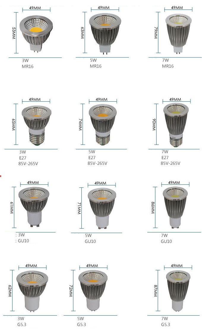 (image for) 5W G5.3 LED Bulb 12V AC86~265V MR16 GU10 E26 E14 LED bulb - Click Image to Close