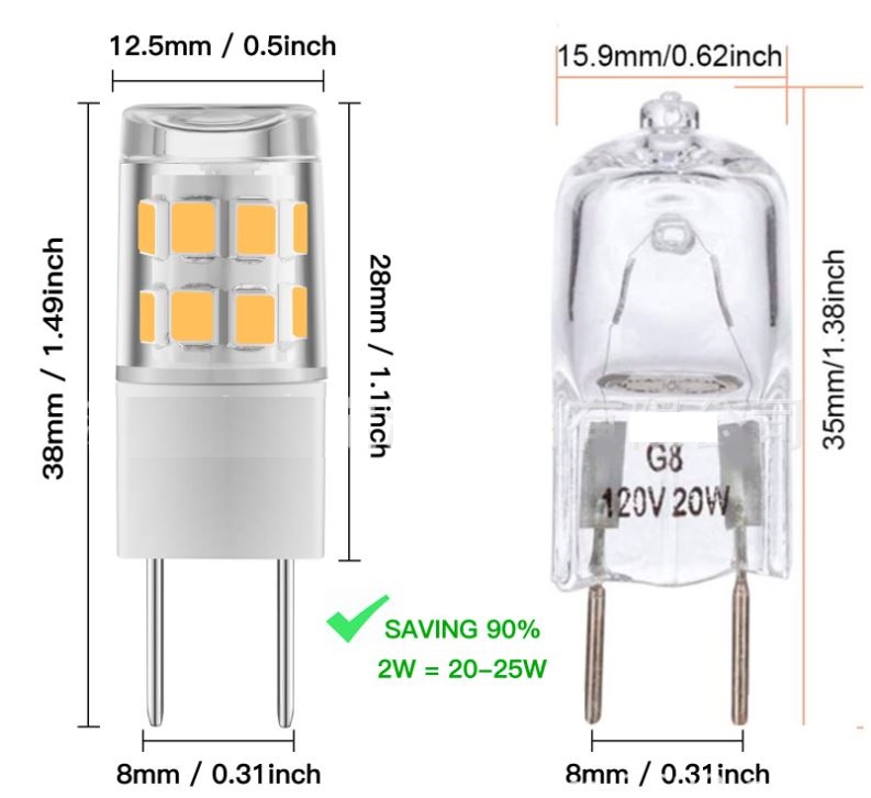(image for) G8 LED bulb 2W Equivalent to G8 Halogen Bulb 20W T4 JC Bi-Pin