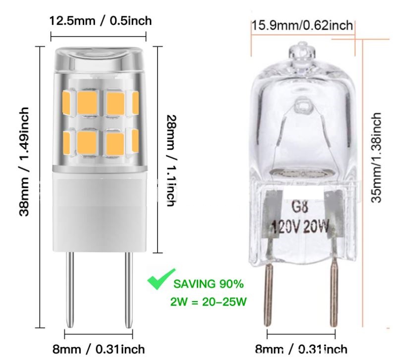 (image for) G8 LED bulb 2W Equivalent to G8 Halogen Bulb 20W T4 JC Bi-Pin - Click Image to Close