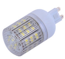 (image for) G9, 3W LED bulbs, 31mm w/cover,48pcs SMD LED, Cool white, 230V - Click Image to Close