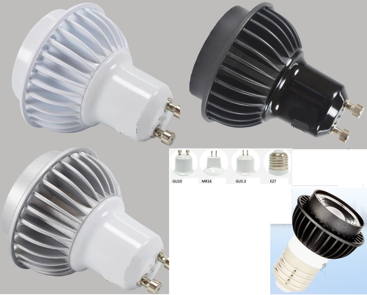 (image for) 5W spotlight Ra 95 Cree COB LED, GU5.3 GU10 MR16 E27 base led bulb, phase dimming led bulb, 12V 24V 36V 48V 110V - Click Image to Close