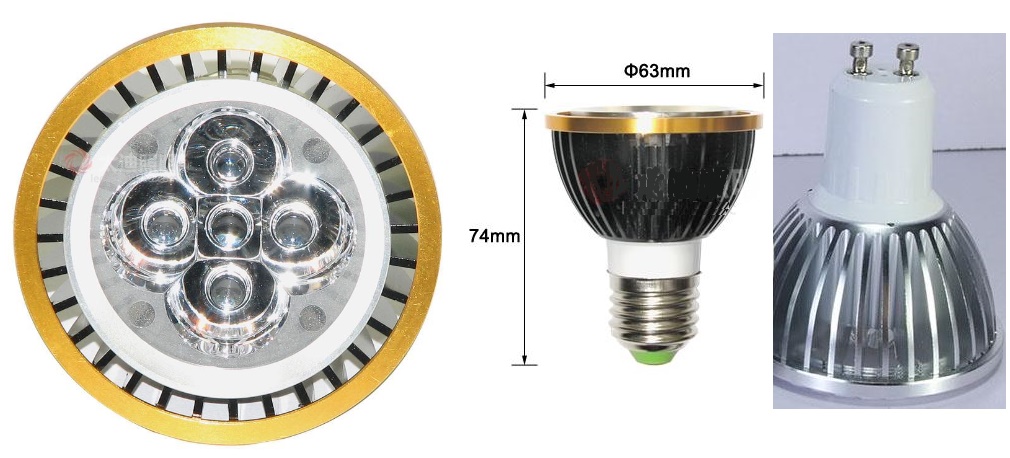 (image for) GU20 led bulb 63mm cup 4W led spot E14 E27 GU5.3 GU10 B22 base - Click Image to Close