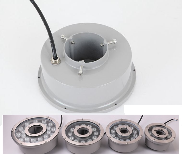(image for) 12V 24V 18W Stainless Steel Nozzle Type Fountain lamp IP68 Waterproof, Pipe Mounted Lamps for Landscape Lighting at parks , clubs , hotels ,corporates public places, red, green, blue, RGB
