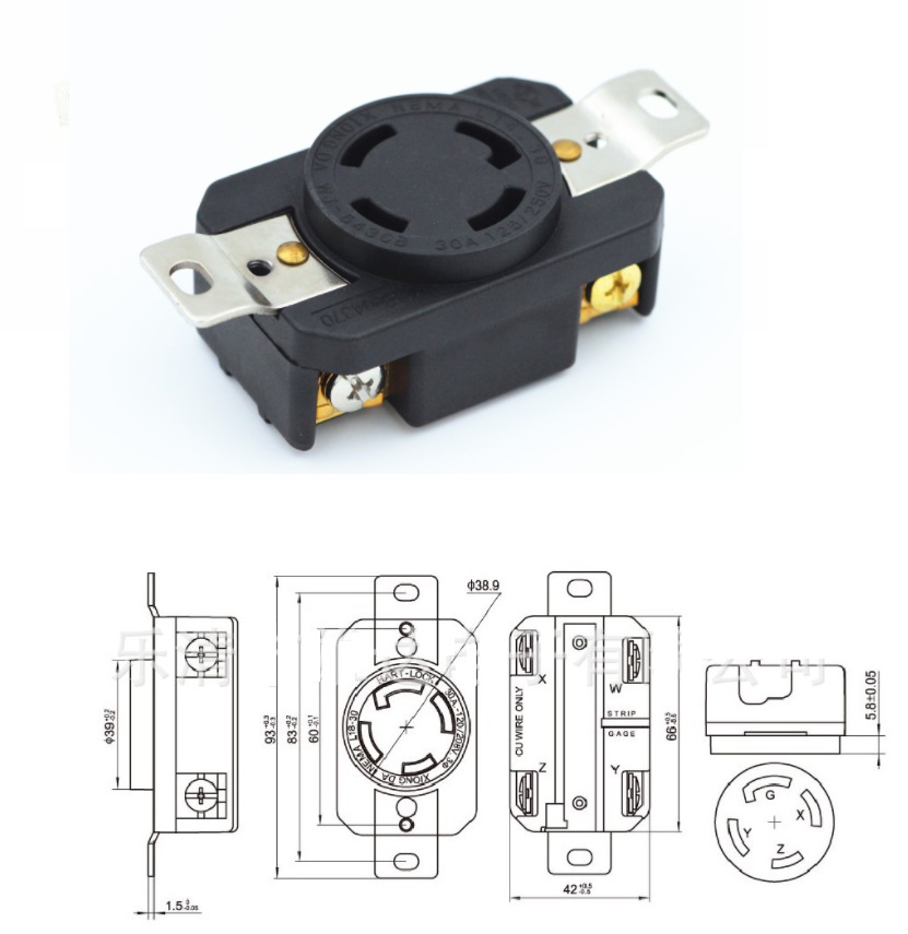 (image for) NEMA Female Receptacles L18-30R 125V AC/250V AC - Click Image to Close