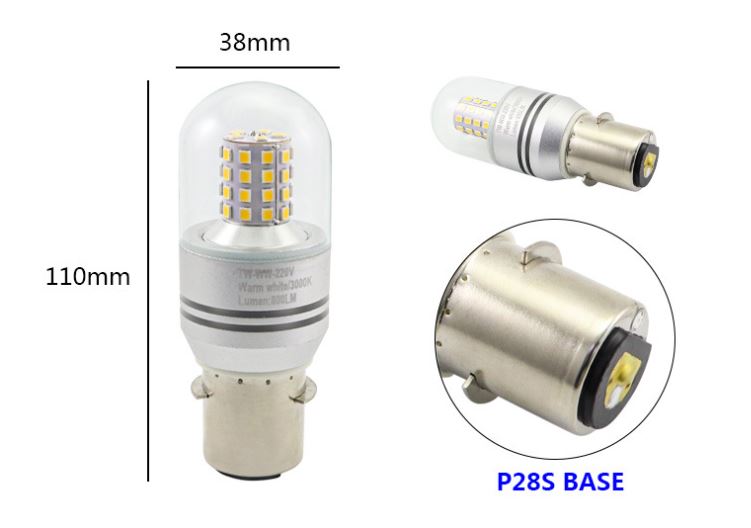 (image for) 7W white or red color IP65 waterproof T12 Marine Navigation Signal Lamp B22 E27 P28s navigation lamp, navigation lamp p28s 24v, P28s led replacement 220V 110V