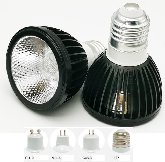 (image for) 7W PAR20 spotlight Ra 95 Cree COB LED, GU5.3 GU10 MR16 E27 base led bulb, phase dimming led bulb, 12V 24V 36V 48V 110V