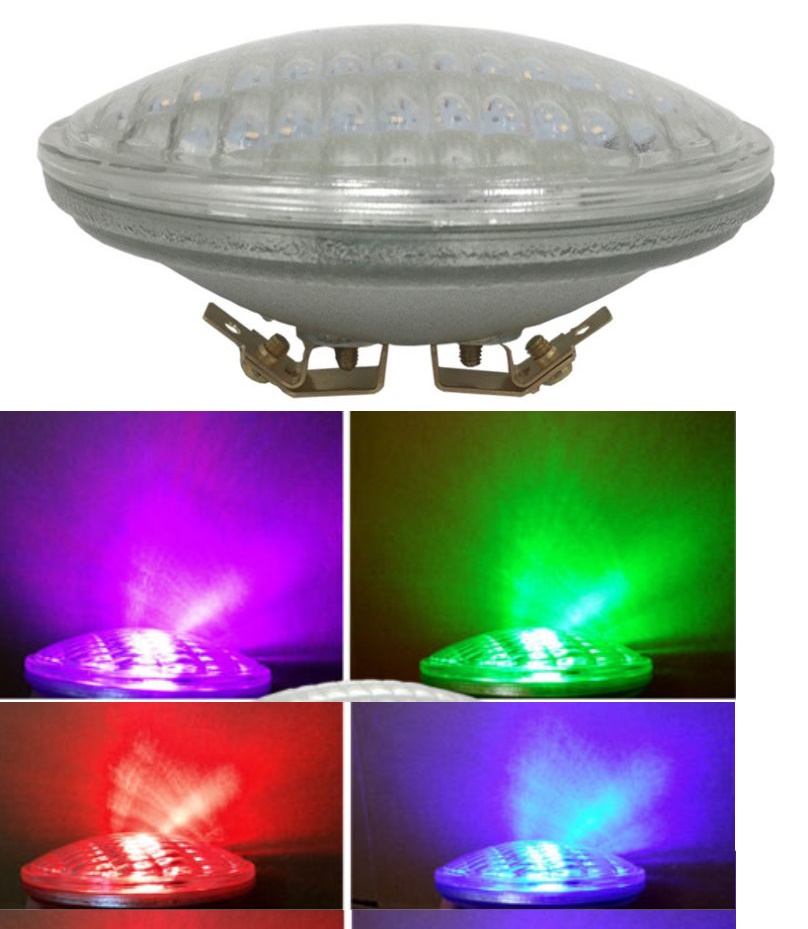 (image for) 9W RGB IP65 PAR36 led pool light bulb, led pool light retrofit, led pool lights for inground pools, inground swimming pool light bulbs