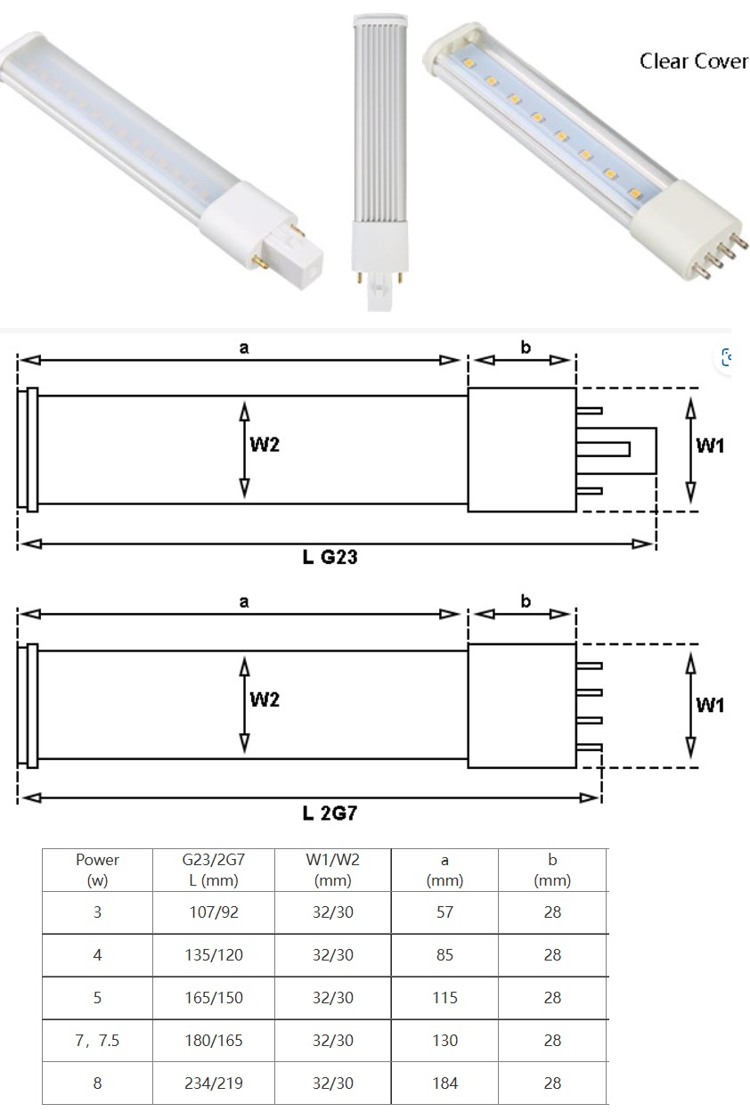 (image for) 8W 9.2" 2gx7 led lamp, g23 led replacement gx23 CFL led retrofit - Click Image to Close