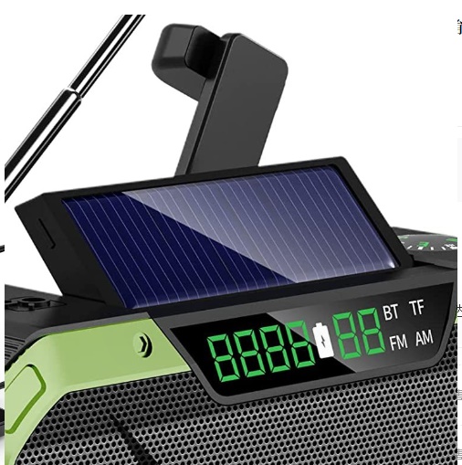 (image for) 7W 5000mAH Bluetooth Hand Crank and Solar charging SOS Lamp Power Bank for walking camping Portable rechargeable hand crank am/fm/noaa weather alert radio - Click Image to Close