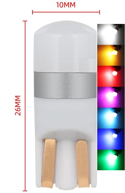 (image for) T10 WEDGE dash light bulbs, dashboard bulbs, dash bulbs, milky housing body, 0.72W LED Instrument Panel bulb, 12V Red green blue amble color Instrument cluster Light Bulb