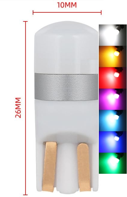 (image for) T10 WEDGE dash light bulbs, dashboard bulbs, dash bulbs, milky housing body, 0.72W LED Instrument Panel bulb, 12V Red green blue amble color Instrument cluster Light Bulb - Click Image to Close