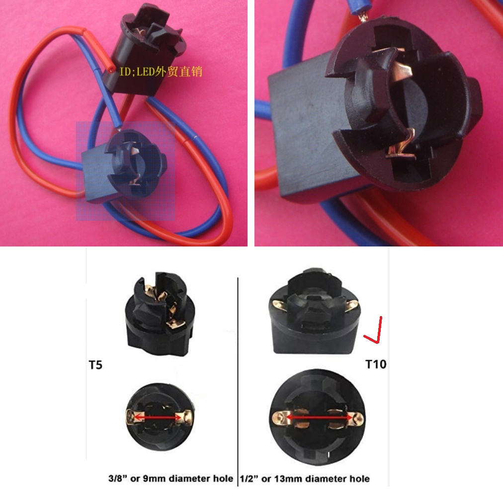 T10 wedge base socket T10 194 - Car cable connectors