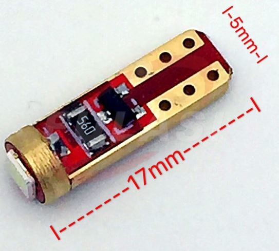 (image for) T5 WEDGE 1 W LED Instrument Panel light bulb 12V red green blue