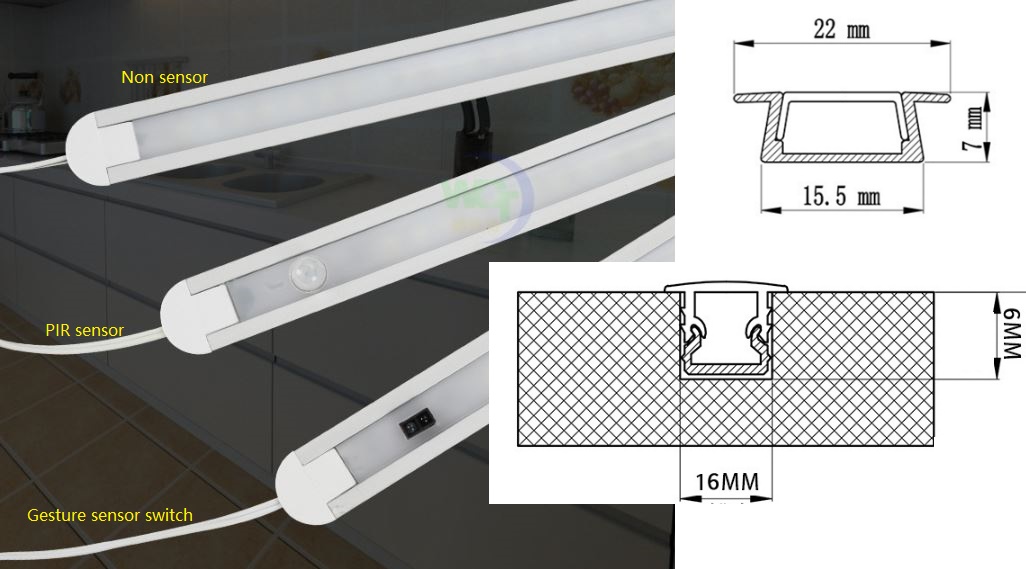 (image for) PIR sensor wardrobe LED lighting solutions 6063 Aluminium Alloy