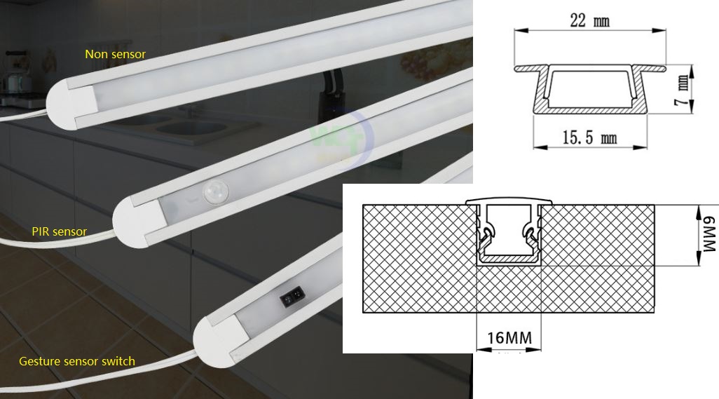 (image for) PIR sensor wardrobe LED lighting solutions 6063 Aluminium Alloy - Click Image to Close