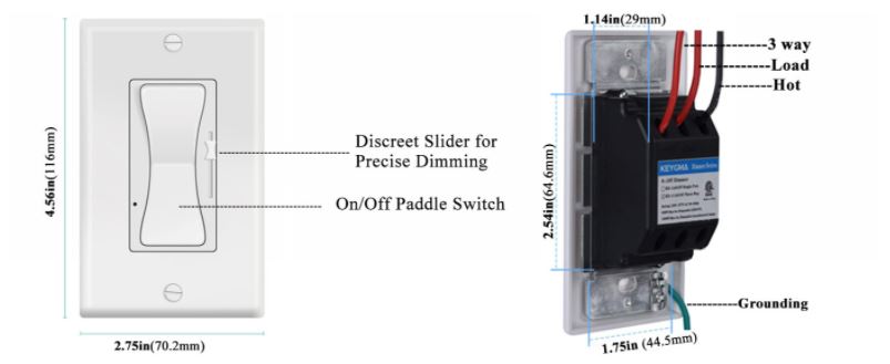 (image for) 600W 120V Slide TRIAC LED dimmer wall switch ETL cETL approval - Click Image to Close