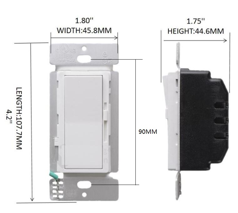 (image for) 15A SCR Triac  dimming led dimmer wall switch UL cUL approval - Click Image to Close
