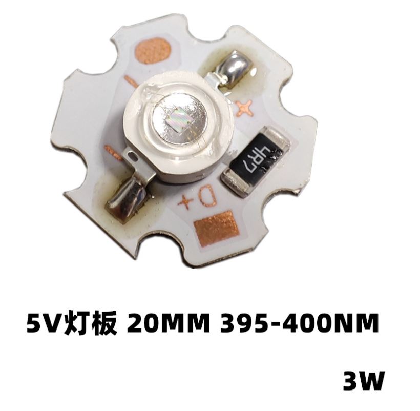 (image for) UV-A LED module 3W led 365nm+395nm USB 5V UV-A PCB board - Click Image to Close