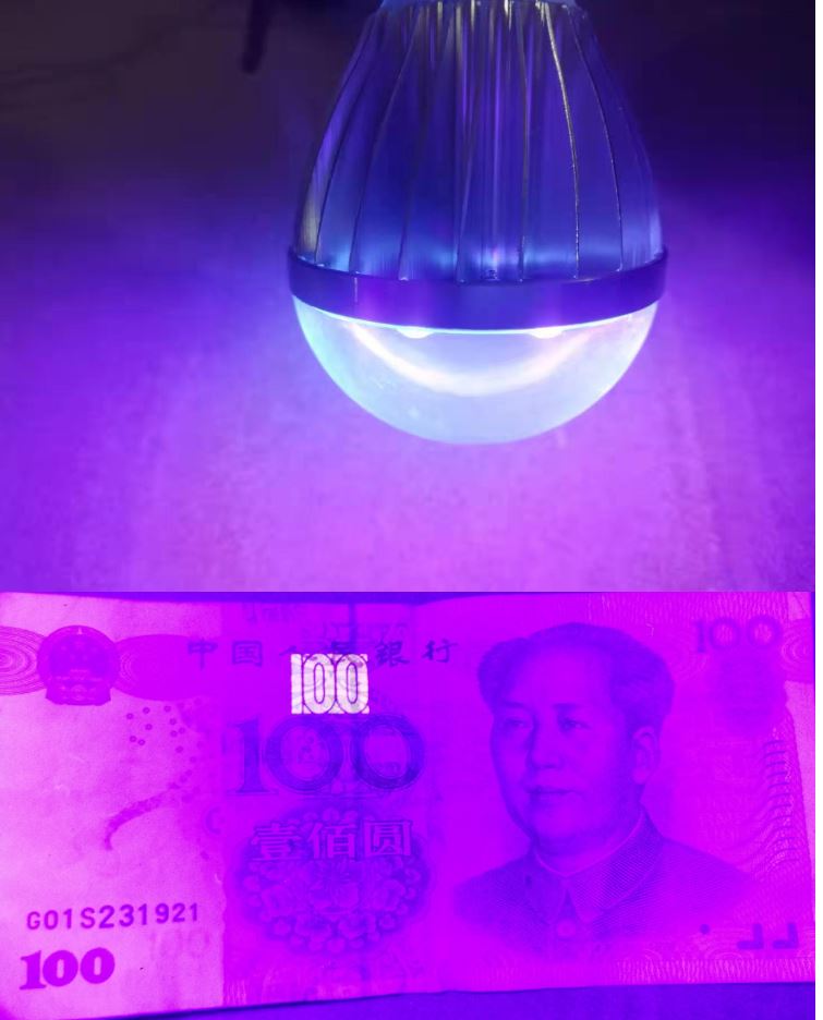 (image for) 18W 12v 110v 220v UV LED light bulb Currency Money Detector - Click Image to Close