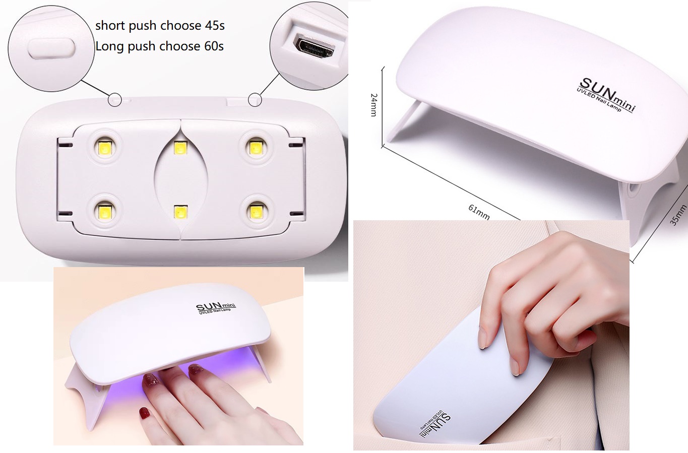 (image for) USB mini 6W UV LED light Nail Nail Dryer Gel Nail lamp Nail Art - Click Image to Close