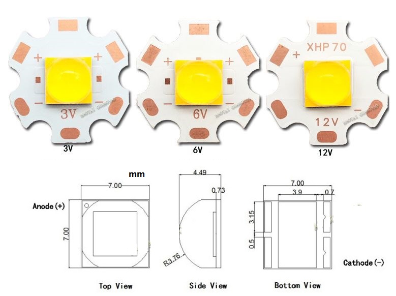 (image for) 7070 LED CHIP 36 watt DC 12V 6V 3V as Replacement of Cree led chip 12v, Cree led chip 6v, XGP70 Cree led chip - Click Image to Close