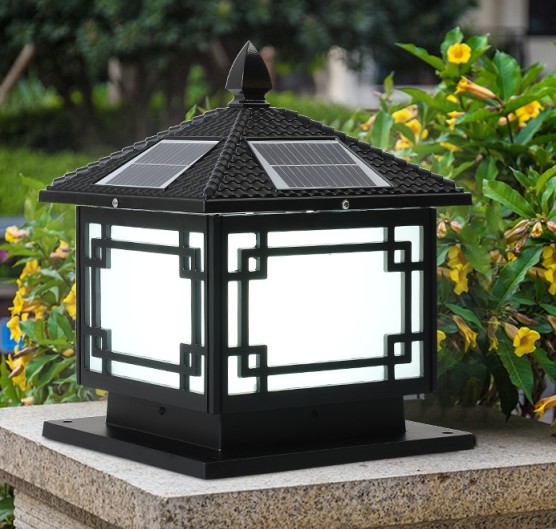 (image for) 30cm black exterior light Garden solar exterior lighting fixture - Click Image to Close