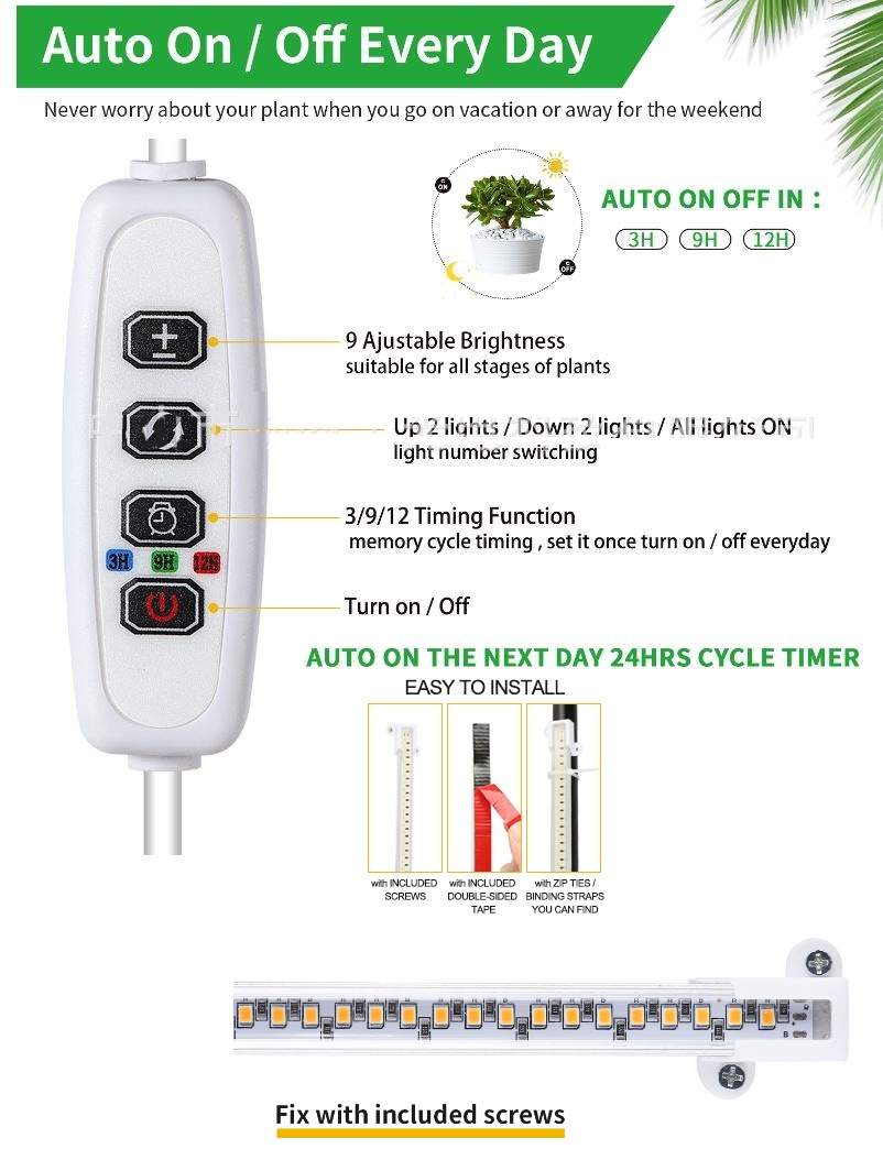 (image for) 5 x 10W Full Spectrum LED Plant Grow Light Strips Timer Dimmable - Click Image to Close