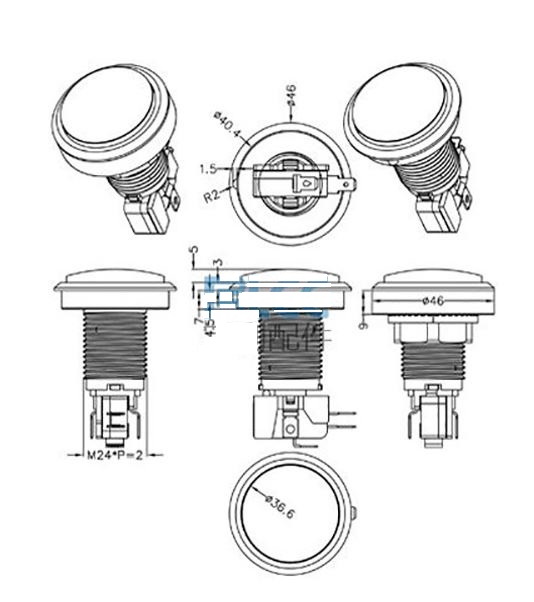 (image for) 45mm Game Push Button led Indicating Arcade Video Micro switch - Click Image to Close