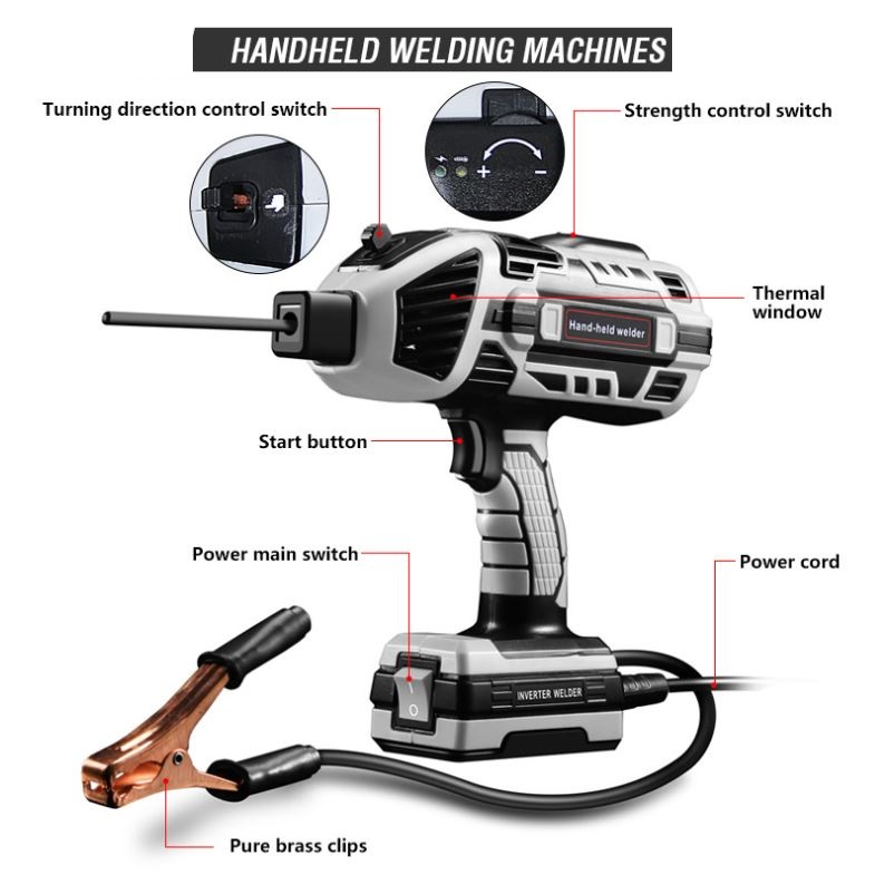 (image for) Portable Drawn Arc Welder Hand Held Welding Machine Kit, arc welding machine 110v, 220V, Automatic Matching, Stable protection without blowing up the tube