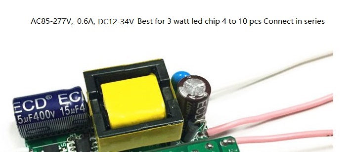 (image for) 0.6A, DC 12-34V LED driver Efficiency 0.89 PF>0.6 AC100-277V - Click Image to Close