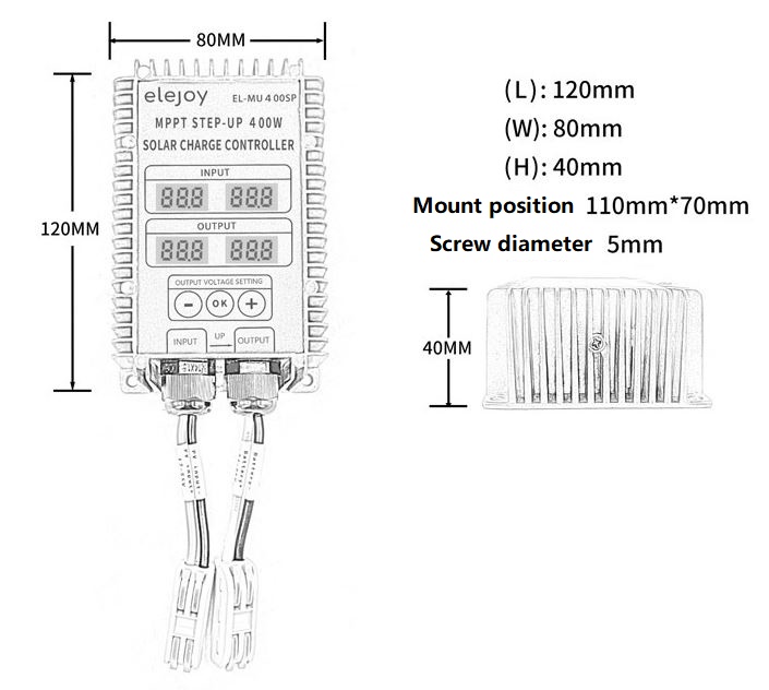 (image for) MPPT Solar Charge Controller 400W 24V 36V 48V 60V battery charging, MPPT 24V~85V Voltage LED Display Adjustable Waterproof Solar Panel Regulator, Multiple Protections Solar Controller - Click Image to Close