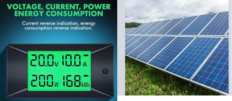 (image for) Battery Monitor Meter Multimeter DC 6.5V~100V 100A Multimeter Ammeter Current Voltage Power Energy meter for solar powered battery charging system